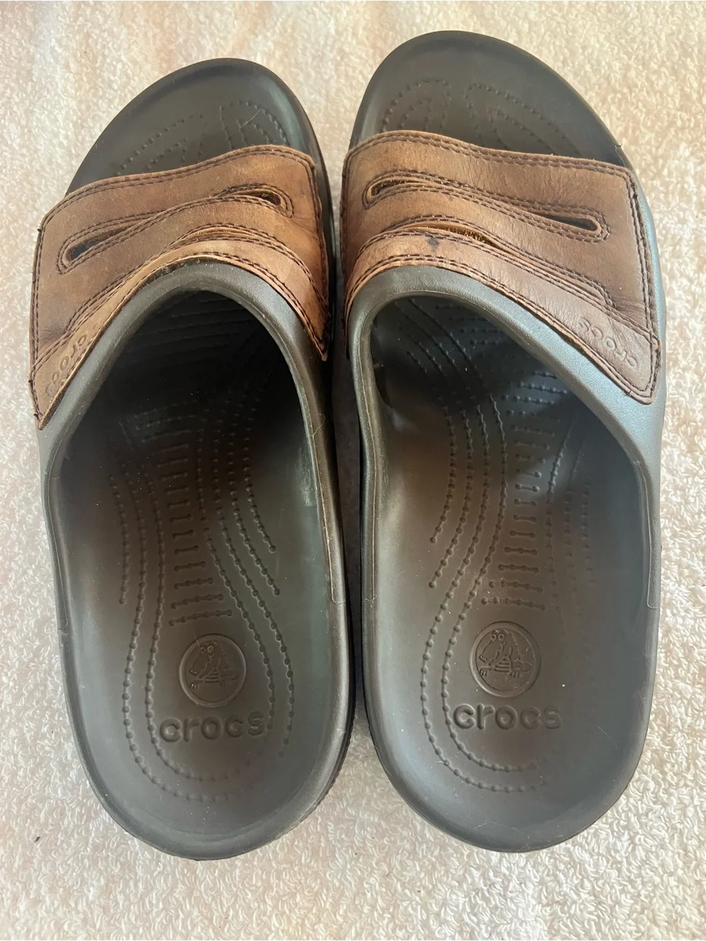 Crocs Brown Mens Slides On Sandals